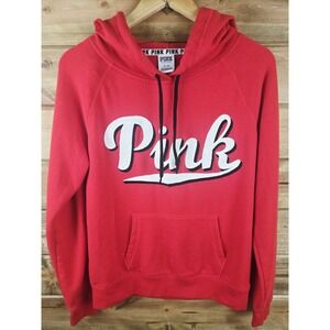PINK Victorias‎ Secret Sweater Medium Adult Red Pink Hoodie Pullover Womens